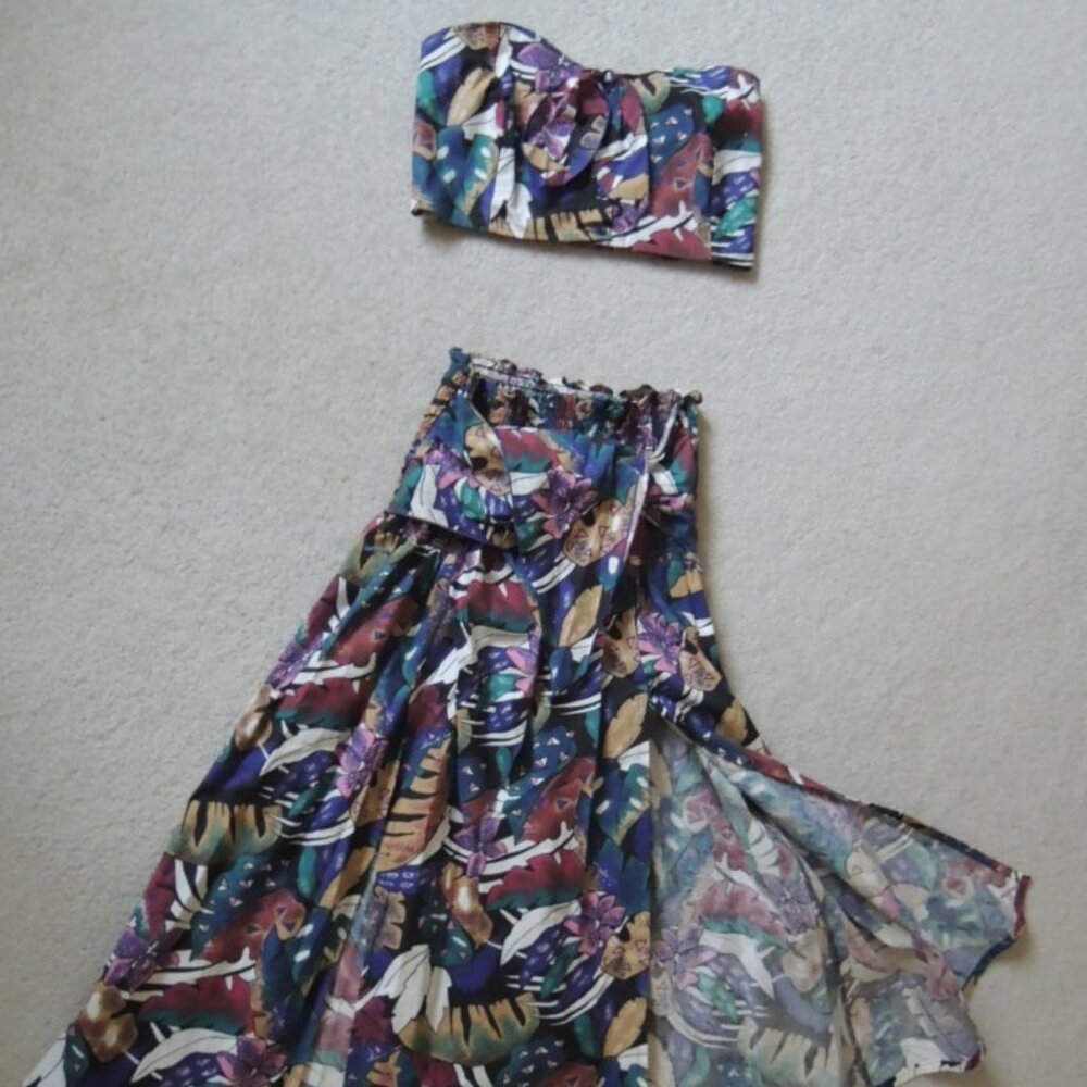 Ladies Strapless Top + Tie Front Slit Skirt Size M (EU 12-16) 2 Pc - BHS Cotton